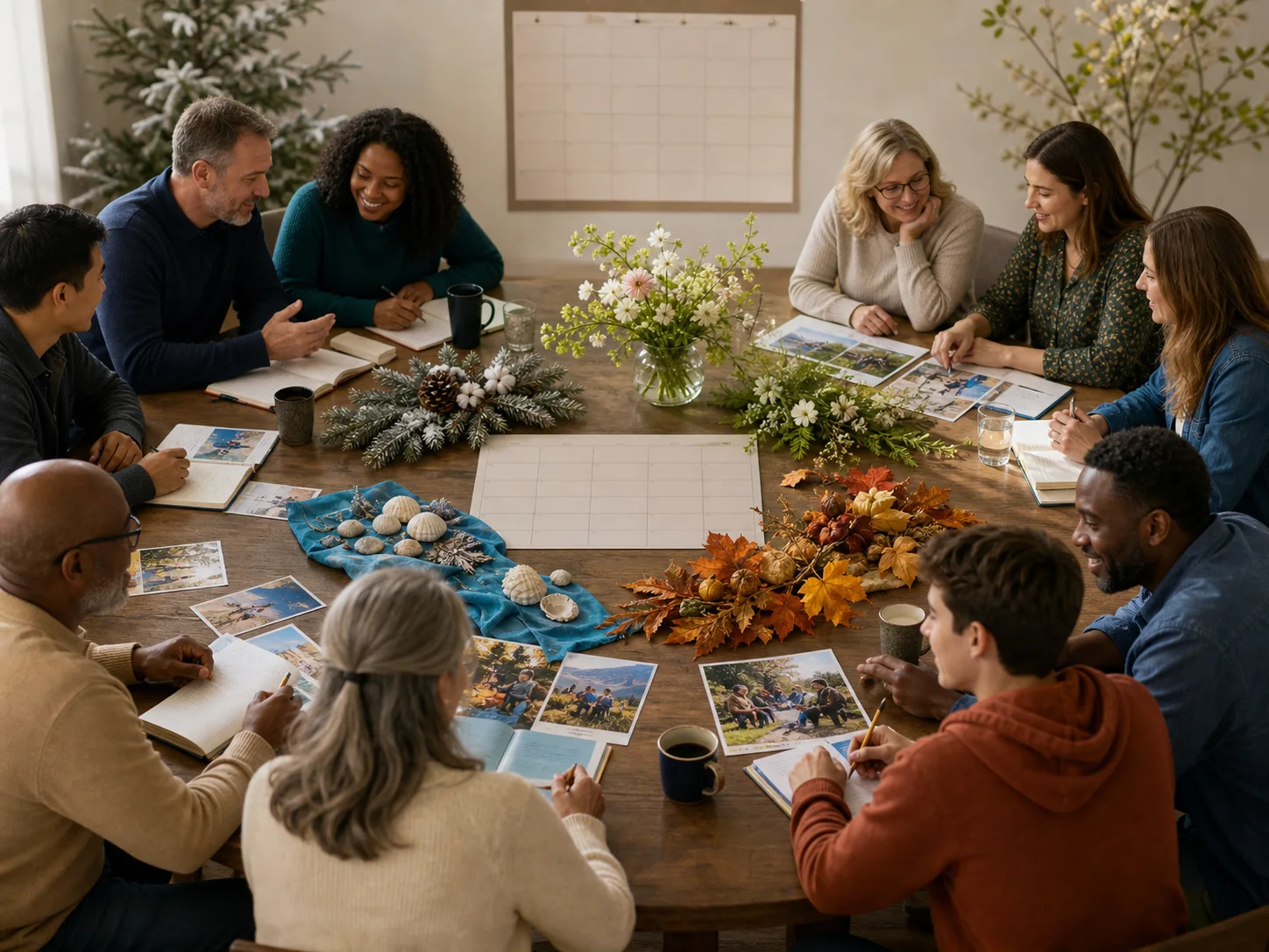 Church leaders and members planning a shared four-season ministry rhythm